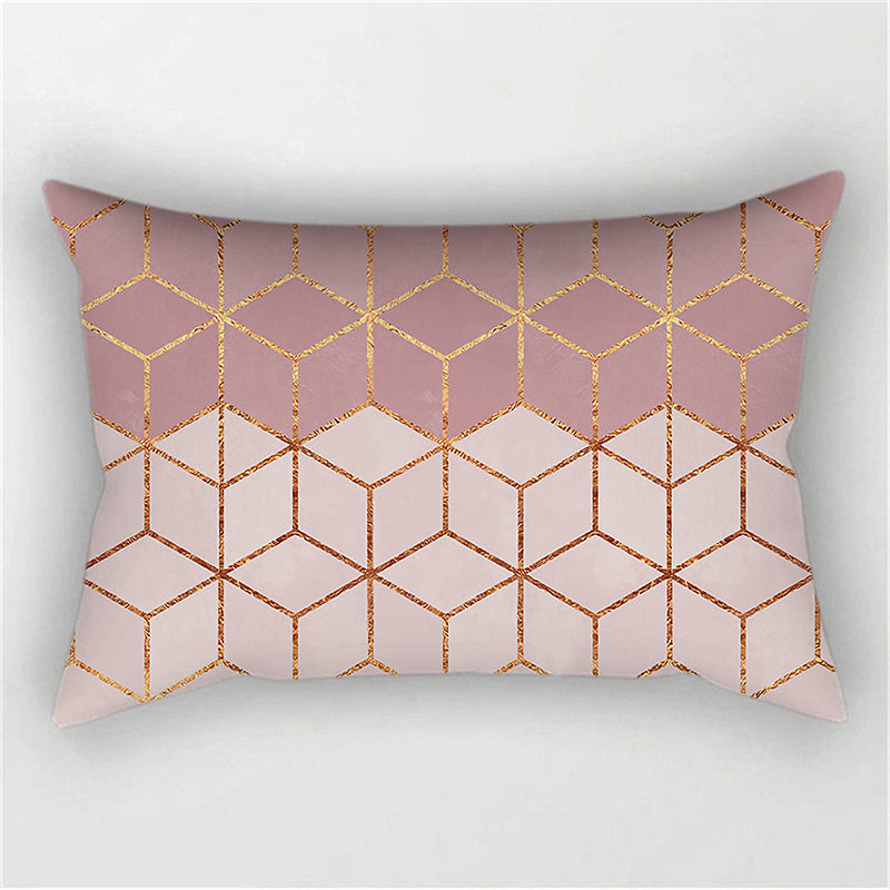 2pc New Geometric Pattern Double sided Polyester Blend Lumbar Pillow (With/ Without Insert) reversible