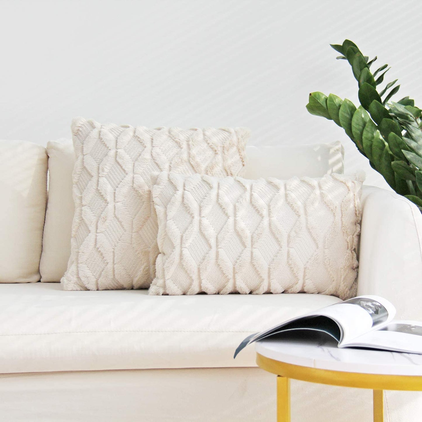 Pack of 2 One 18"x18" with a matching color of one 12"x20" Square and rectangle combo set throw pillow covers with inserts