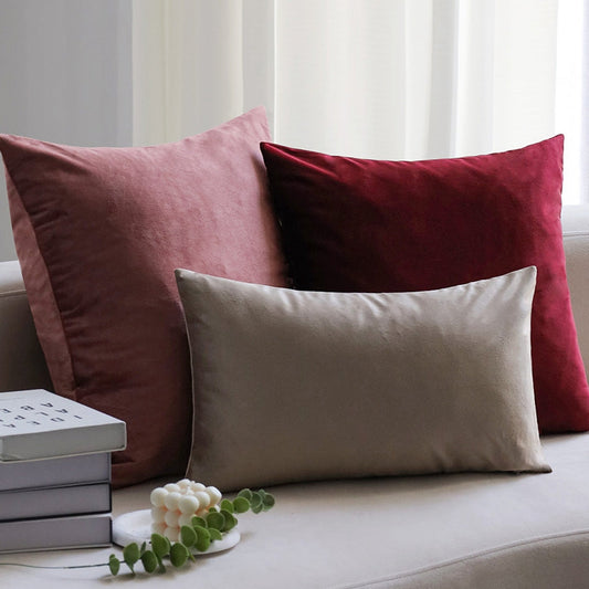 Well picked colors of dusty, wine red and silver Pack of 3 velvet throw pillow covers and inserts included 3 sizes of 1 of 20"x20", 1 of 18"x18"and 1 of 12"x20", 20x20 inch.