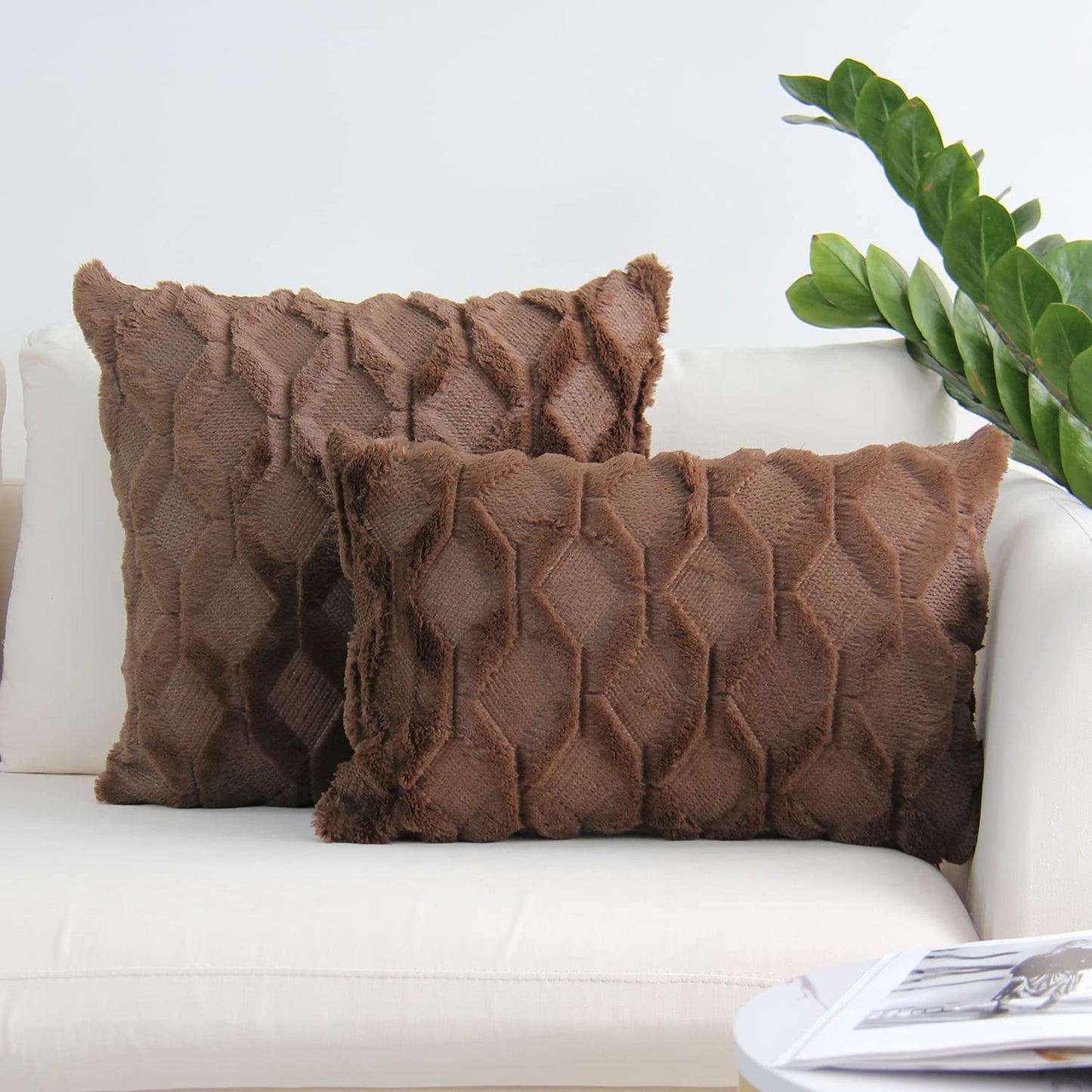 Pack of 2 One 18"x18" with a matching color of one 12"x20" Square and rectangle combo set throw pillow covers with inserts