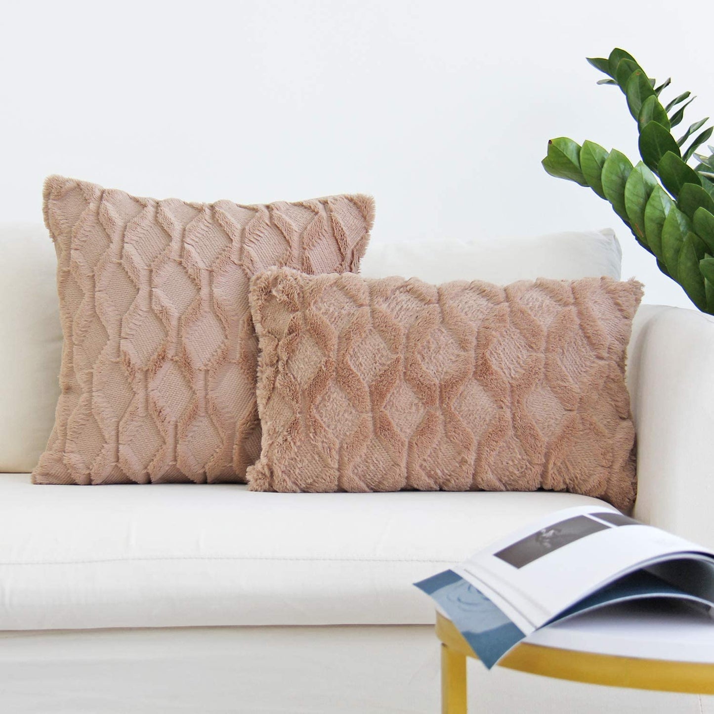 Pack of 2 One 18"x18" with a matching color of one 12"x20" Square and rectangle combo set throw pillow covers with inserts