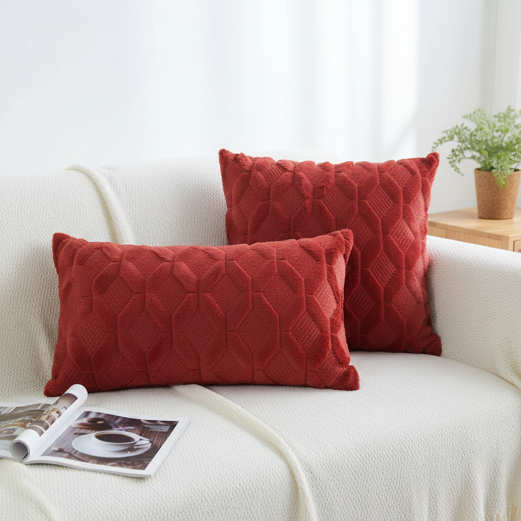 Pack of 2 One 18"x18" with a matching color of one 12"x20" Square and rectangle combo set throw pillow covers with inserts