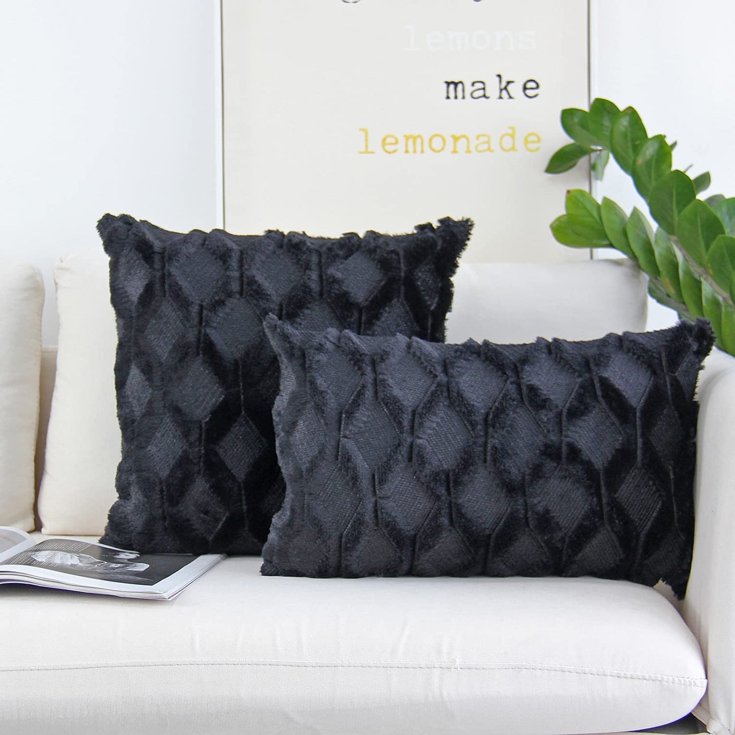 Pack of 2 One 18"x18" with a matching color of one 12"x20" Square and rectangle combo set throw pillow covers with inserts