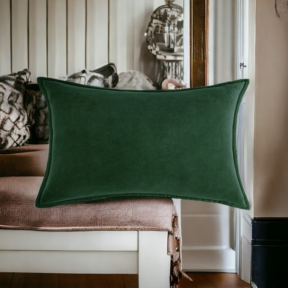 Rectangular Velvet Lumbar Throw Pillow (With/Without Inserts) 12x20 inches,