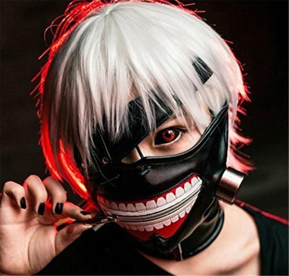 New anime tokyo ghoul cosplay prop zipper pu adjustable mask