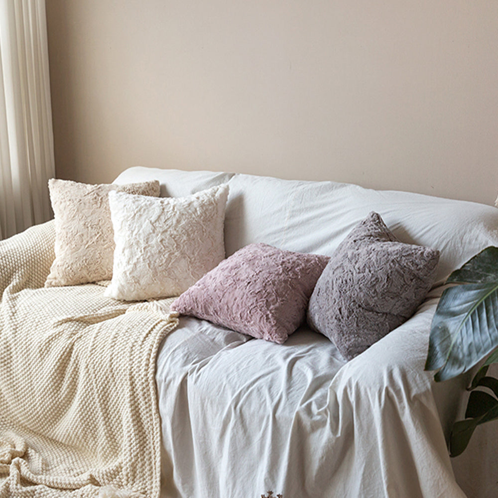 Double sides furry throw pillow case and insert great to snuggle  size 18"x18" WITH INSERT or WITHOUT INSERT pack of 1