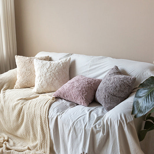 Double sides furry throw pillow case and insert great to snuggle  size 18"x18" WITH INSERT or WITHOUT INSERT pack of 1