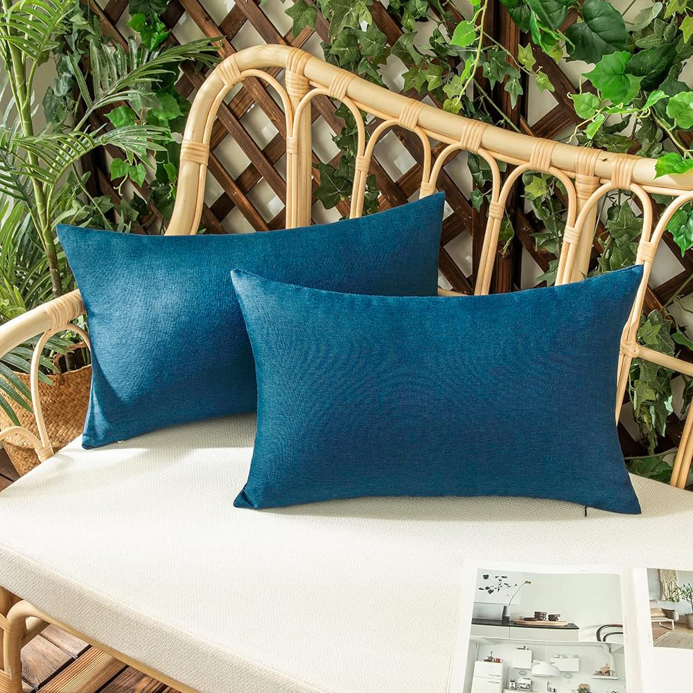 ok IN2xP4 P5 Set of 2 Solid Color Outdoor Waterproof Throw Pillow covers AND Inserts  Square 18"x18" or Rectangle 12"x20"