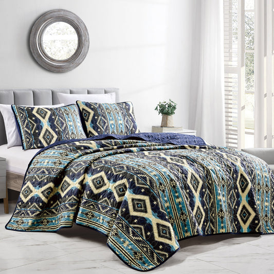 Closeout - 3 Piece Boho Style Print Bedspread Set King & Queen Size for Bedroom