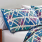 Reversible 3-Piece Geometric Triangle Bedspread Set - Quilted Coverlet with Pillow Shams