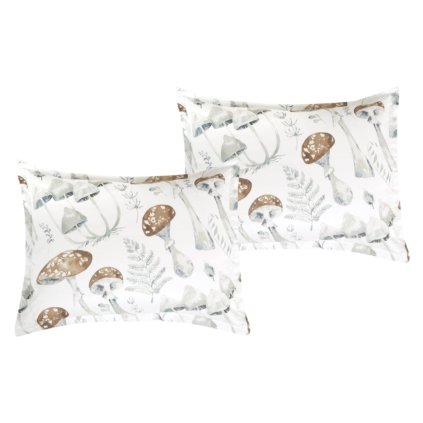 Closeout - 6 Piece Brown Mushroom Print Comforter Set Queen King Size