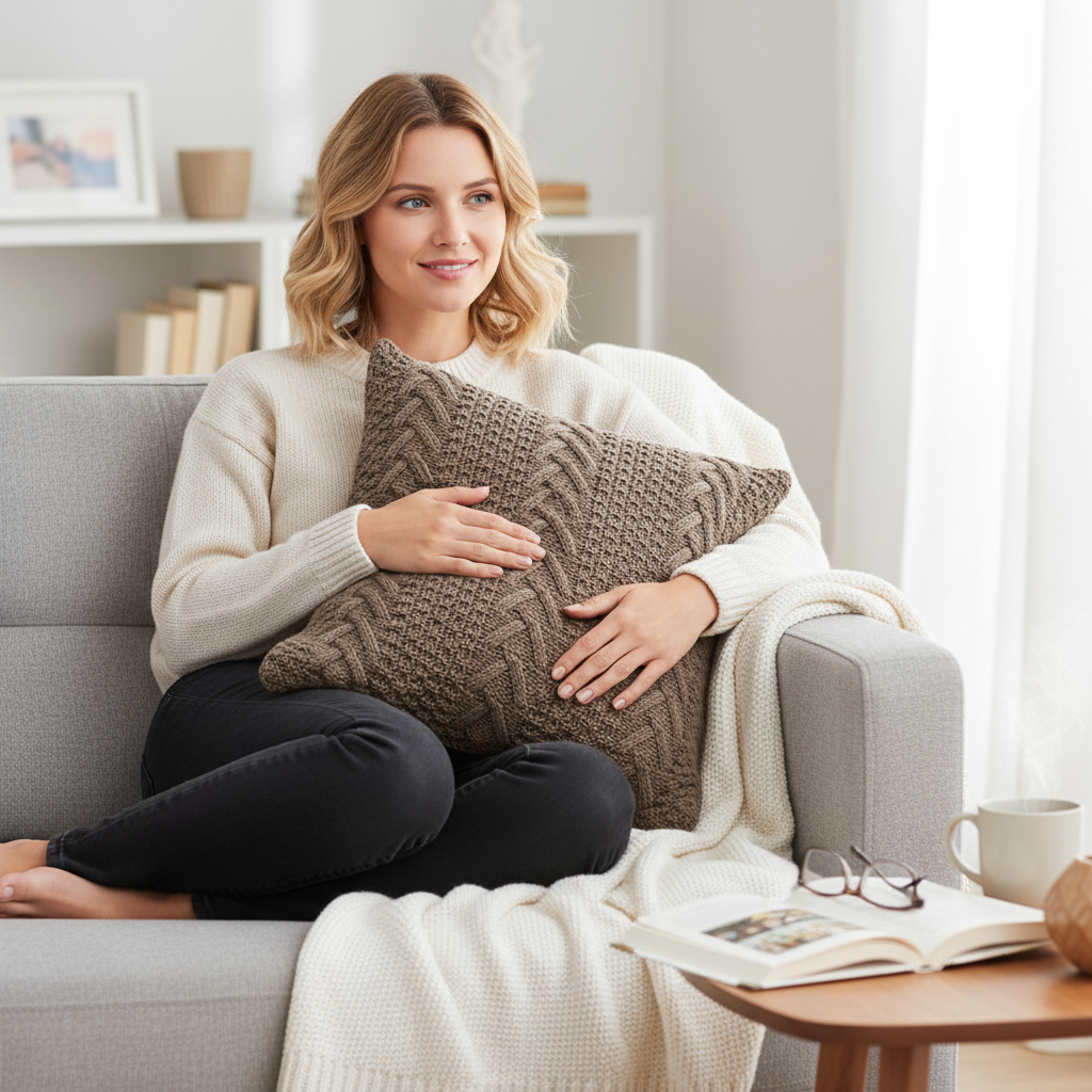 Knitted Cozy Home Decoration Throw Pillow (With or Without 450g Insert) 18"x18"