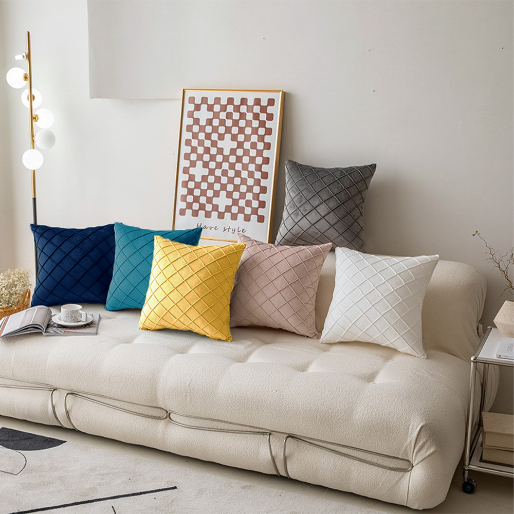 Square Velvet Solid Plain Pillow (With/Without Inserts)20x20 inches, pack of 2 throw pillows