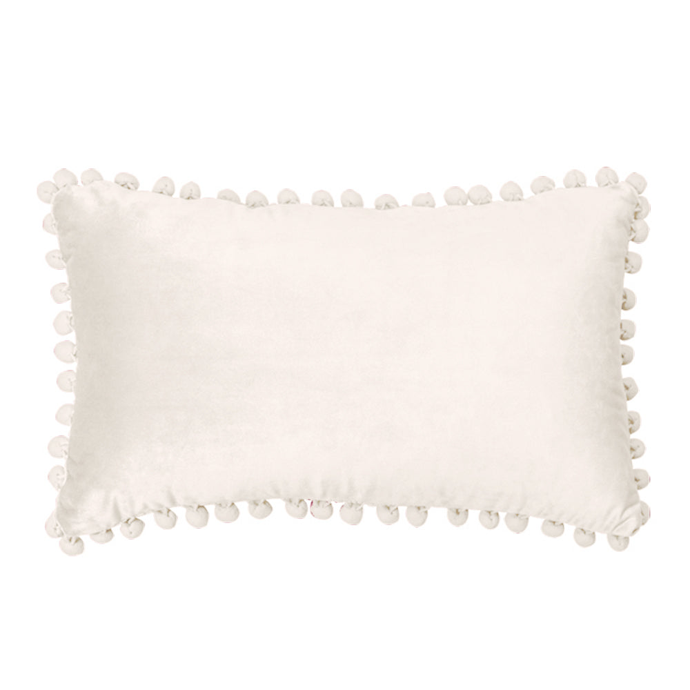 Rectangular Pompoms Throw Pillow cover and 330g insert size 12"x20" lumbar pillow