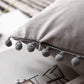 20''x20'' velvet pom-pom throw pillow | 7 colors   soft & playful ball trim design | fun couch & bedroom accent | insert included