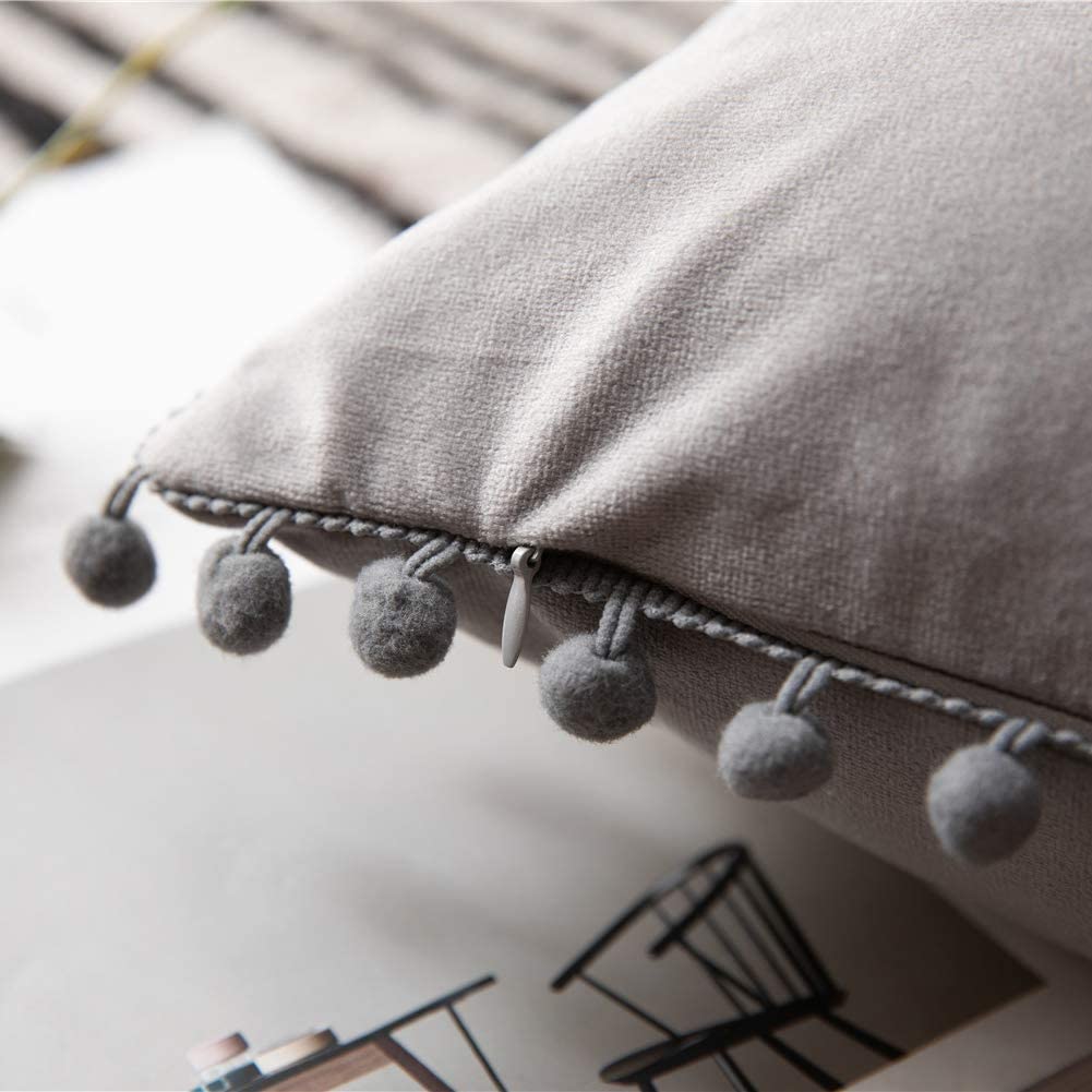 Rectangular Pompoms Lumbar Throw Pillow(With/Without Inserts)12x20 inches, pack of 2 throw pillows