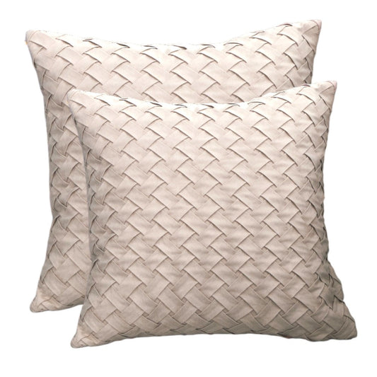 Set of 2 in cream color with 2 sizes Combo Throw Pillow Covers With Inserts 18"x18" and 20"x20"