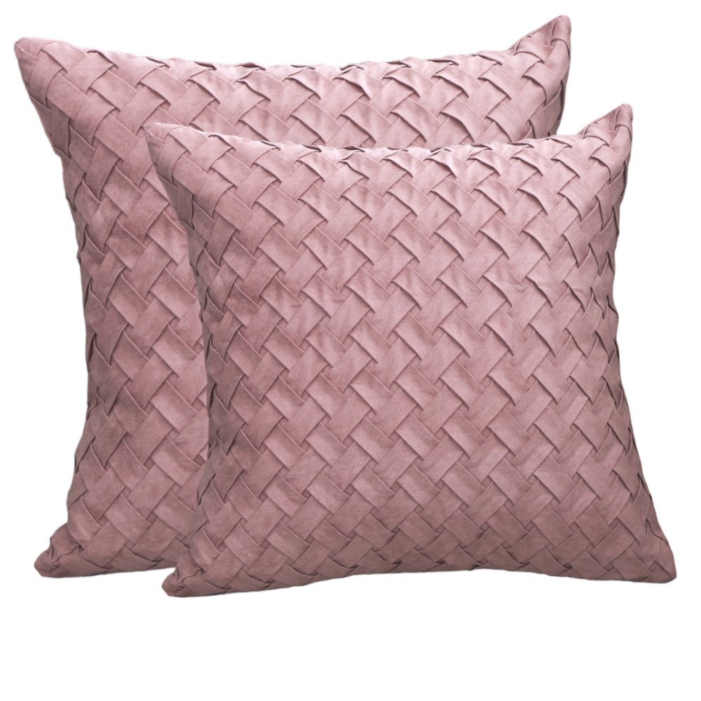 Set of 2 in pink color with 2 sizes Combo Throw Pillow Covers AND Inserts 18"x18" and 20"x20" one of each