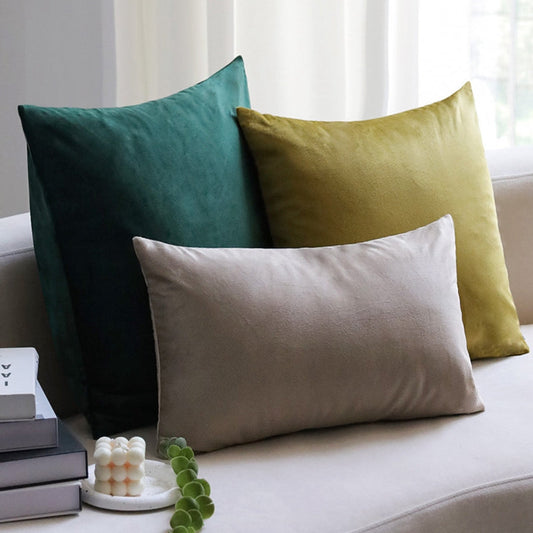Great colors of green, beige and silver Pack of 3 velvet throw pillow covers and inserts included 3 sizes of 1 of 20"x20", 1 of 18"x18"and 1 of 12"x20", 20x20 inch.