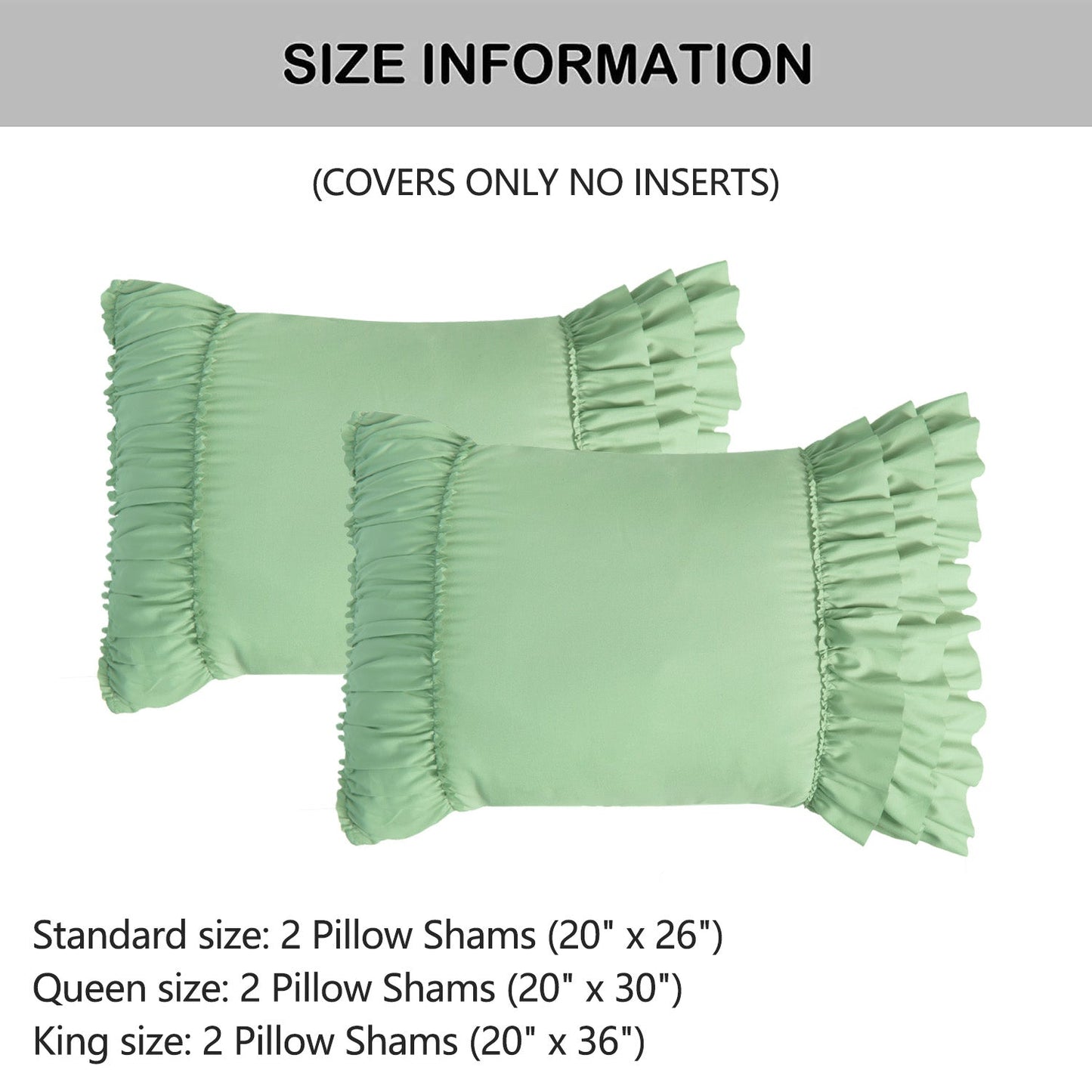 Closeout - Pack of 2 French Country Style Chic Ruffle Pillow Shams