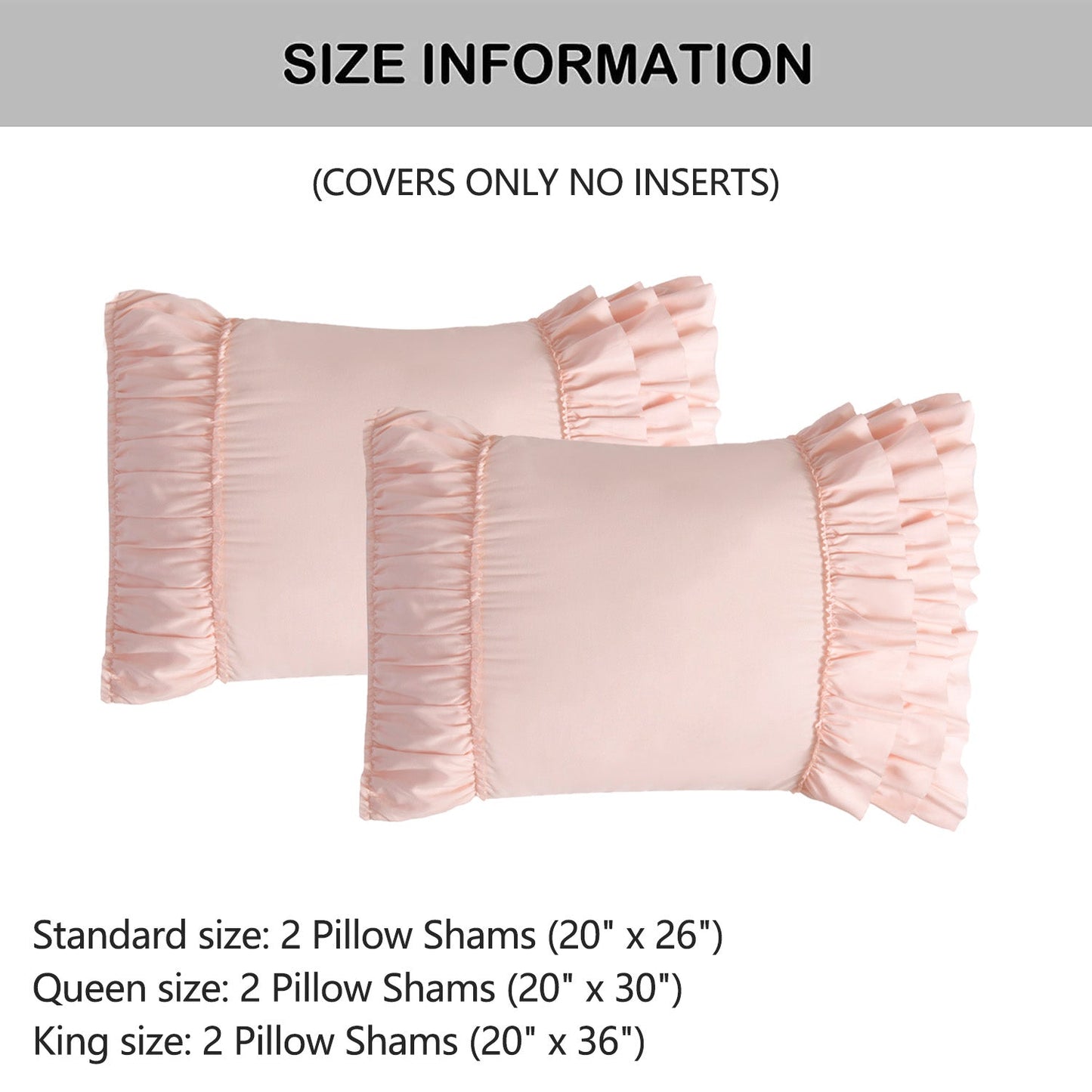 Closeout - Pack of 2 French Country Style Chic Ruffle Pillow Shams