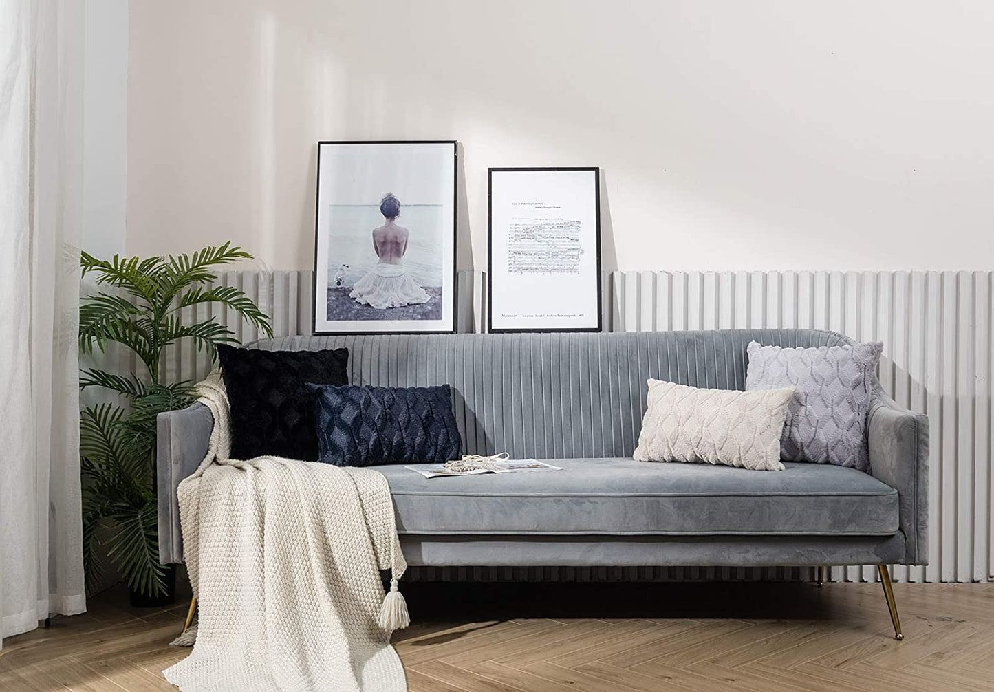 Rectangular Lumbar Plush Throw Pillow Covers, Pack of 2 Luxury Soft Pillowcases, Solid Colors, (With/Without Inserts) 12x20 inch