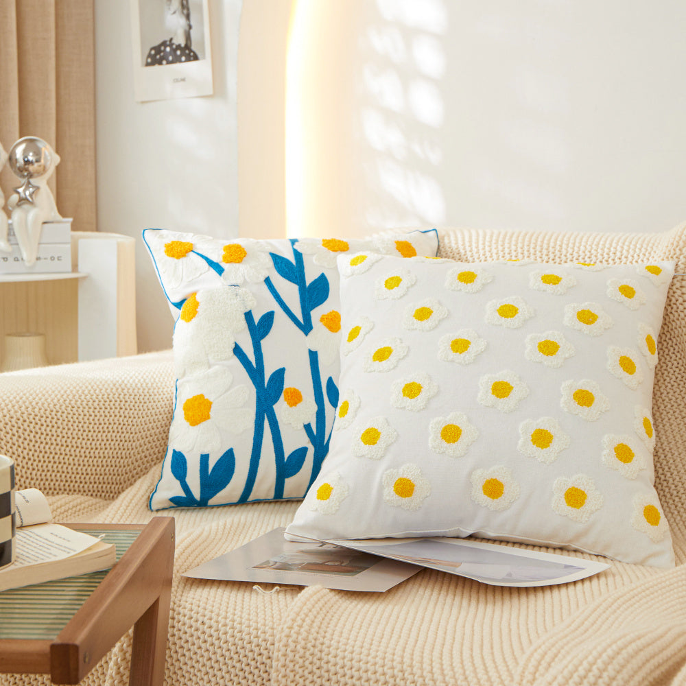 18"x18" Sunshine Blossom Whimsical Floral FULL set of Throw Pillow with insert