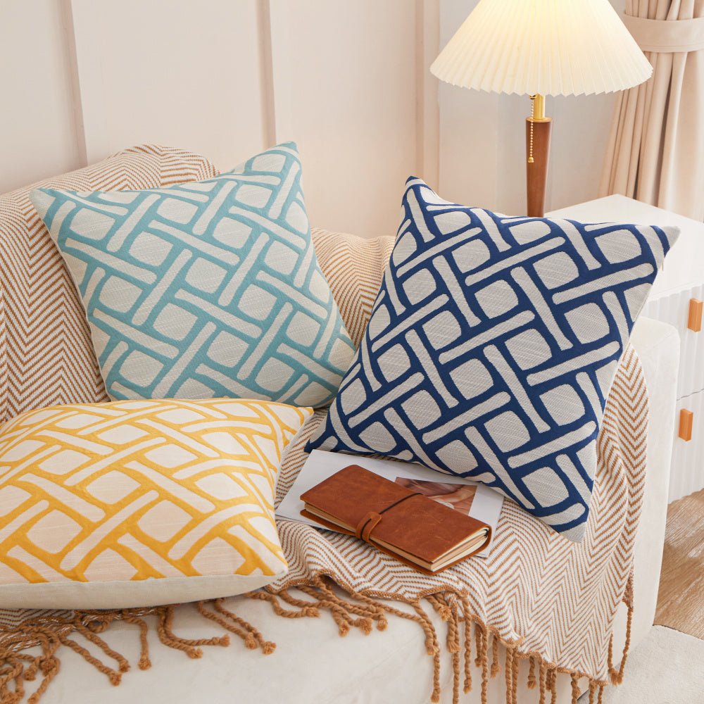 Geometric Links Accent Decorative Pillow (With/Without Inserts) 18"x18" Set of 2