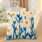 Sunshine Blossom Whimsical Floral Square Throw Pillow (With/Without insert) 18''x18'' set of 2