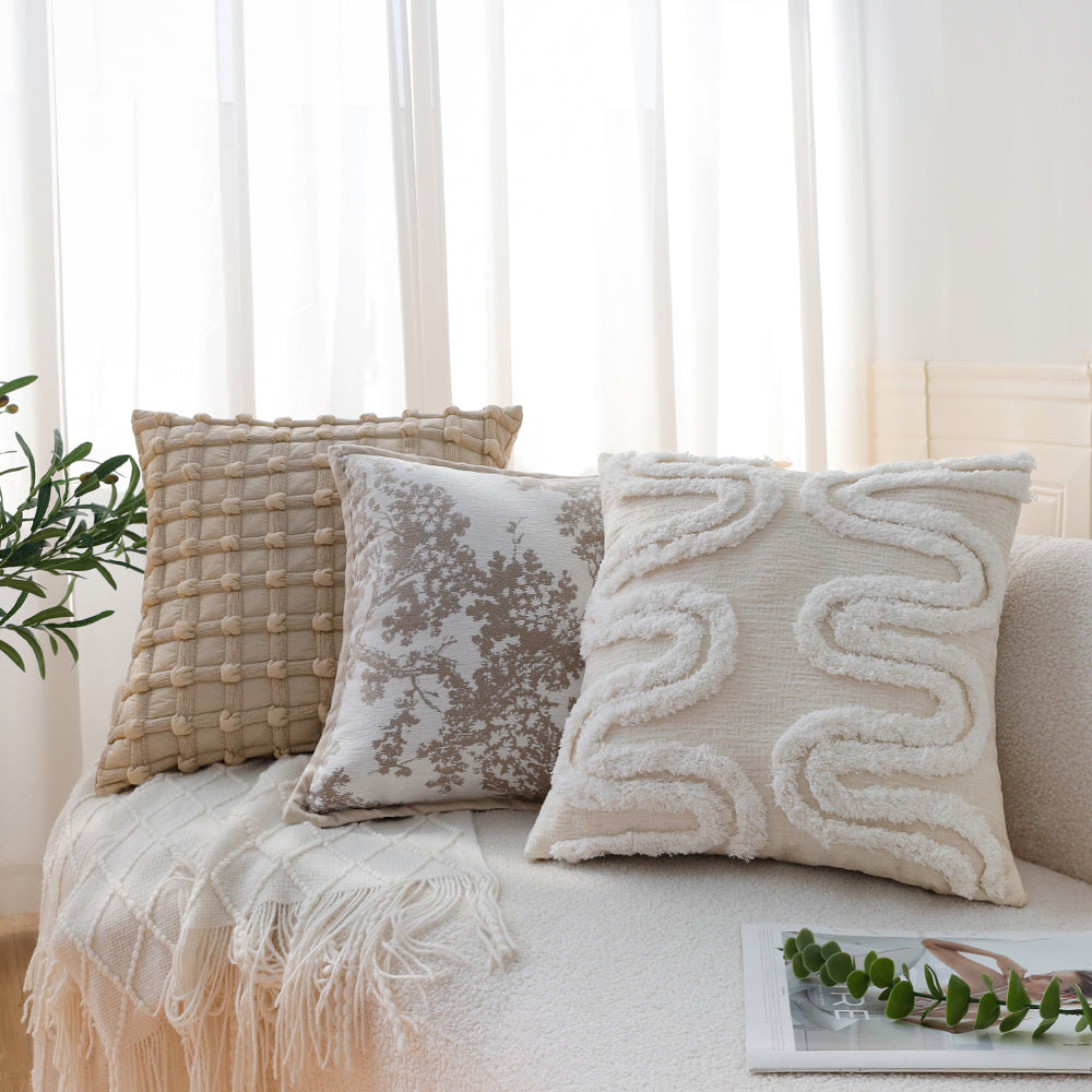 Set of 3 well mixed color and style throw pillow covers with inserts size 18"x18"