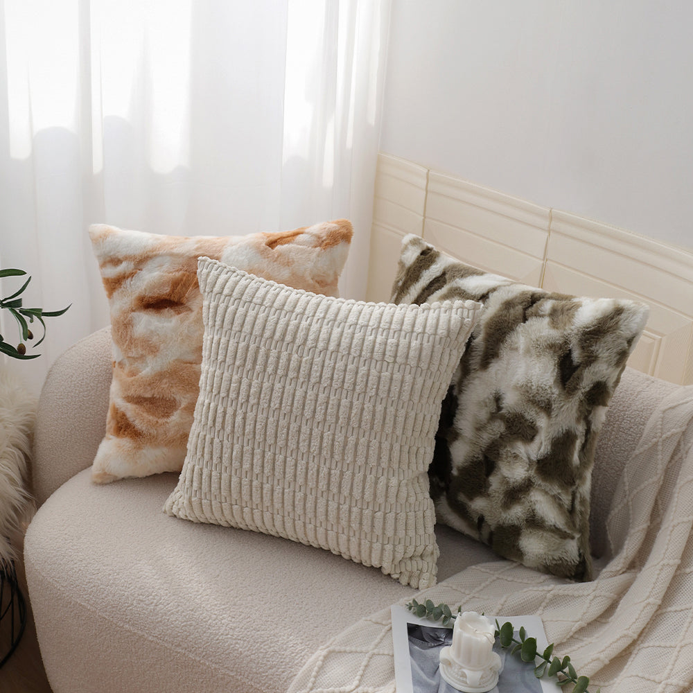 Set of 3 well mixed color and style throw pillow covers with inserts size 18"x18"