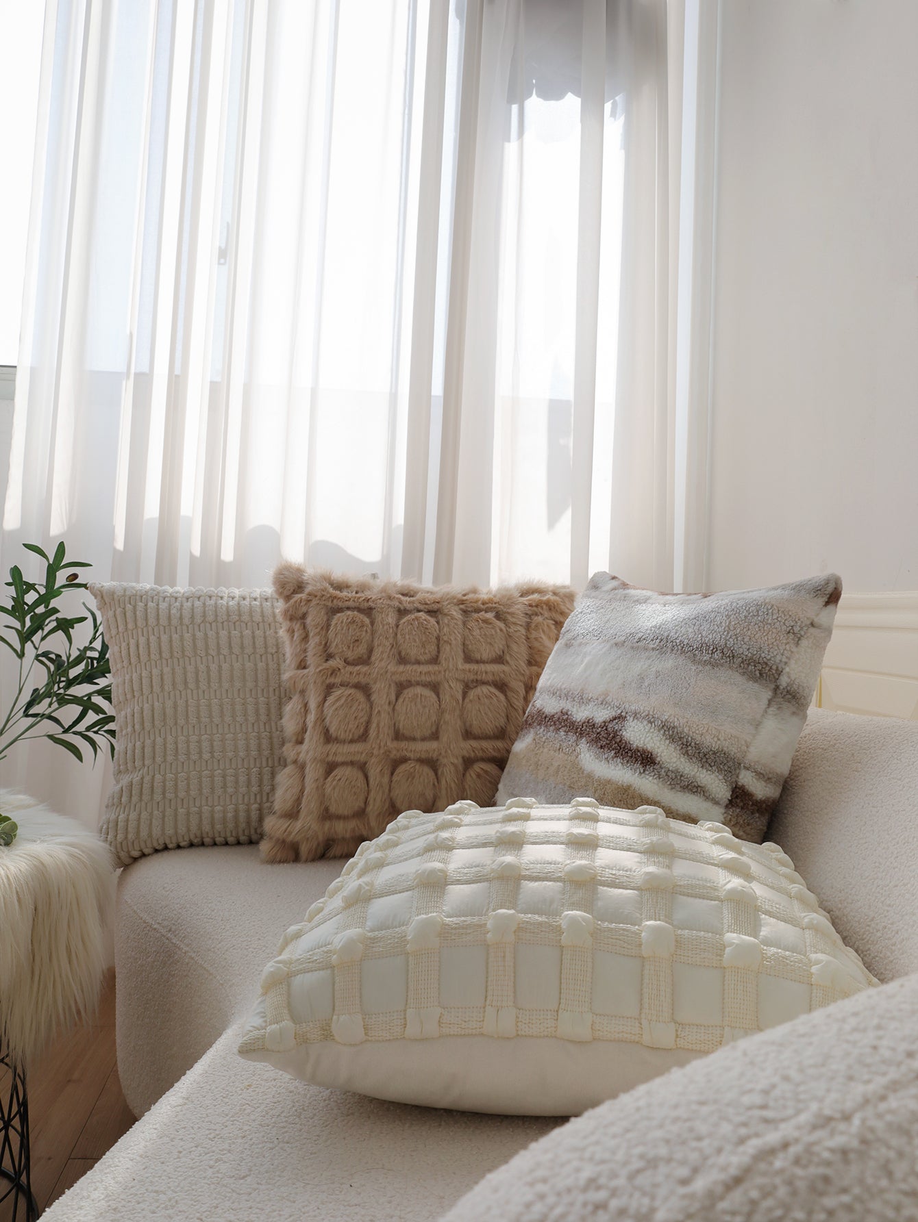 Combo Set of 4 Throw Pillow Covers AND Inserts mixed well styles one of each size 18"x18