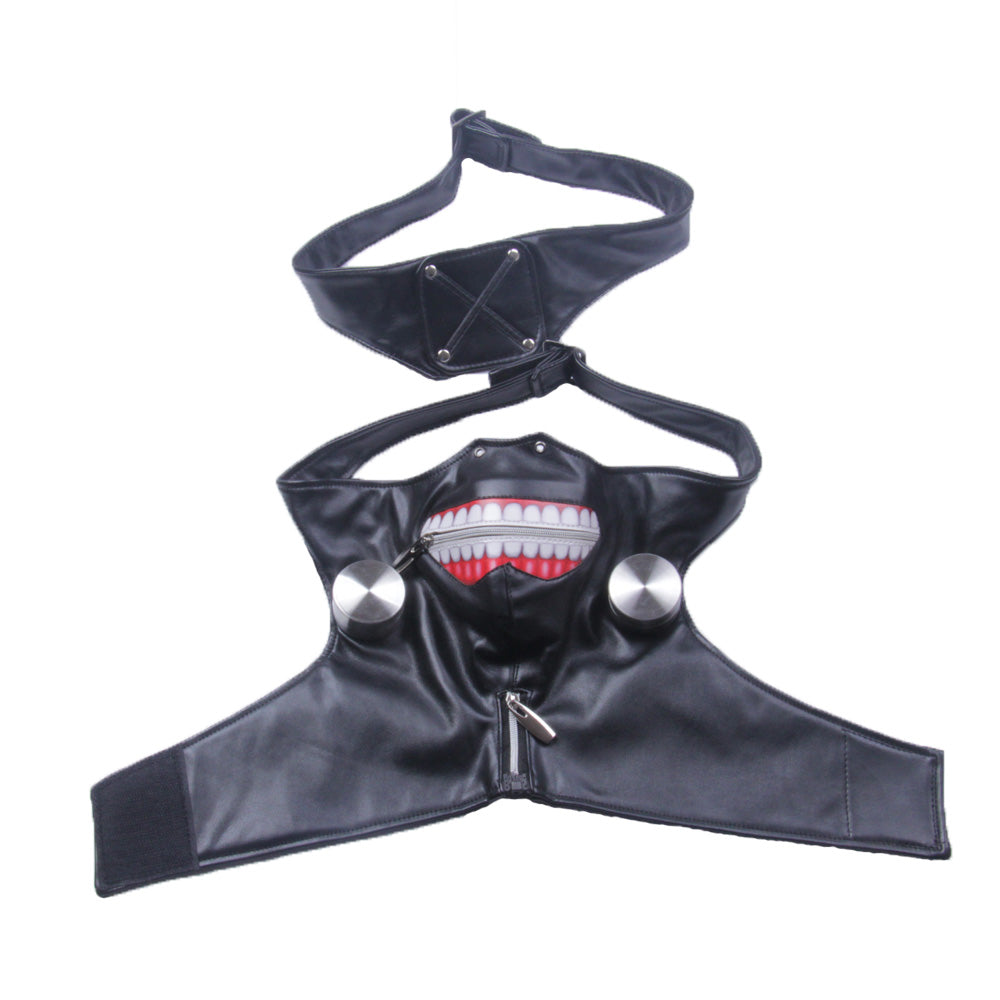 New anime tokyo ghoul cosplay prop zipper pu adjustable mask