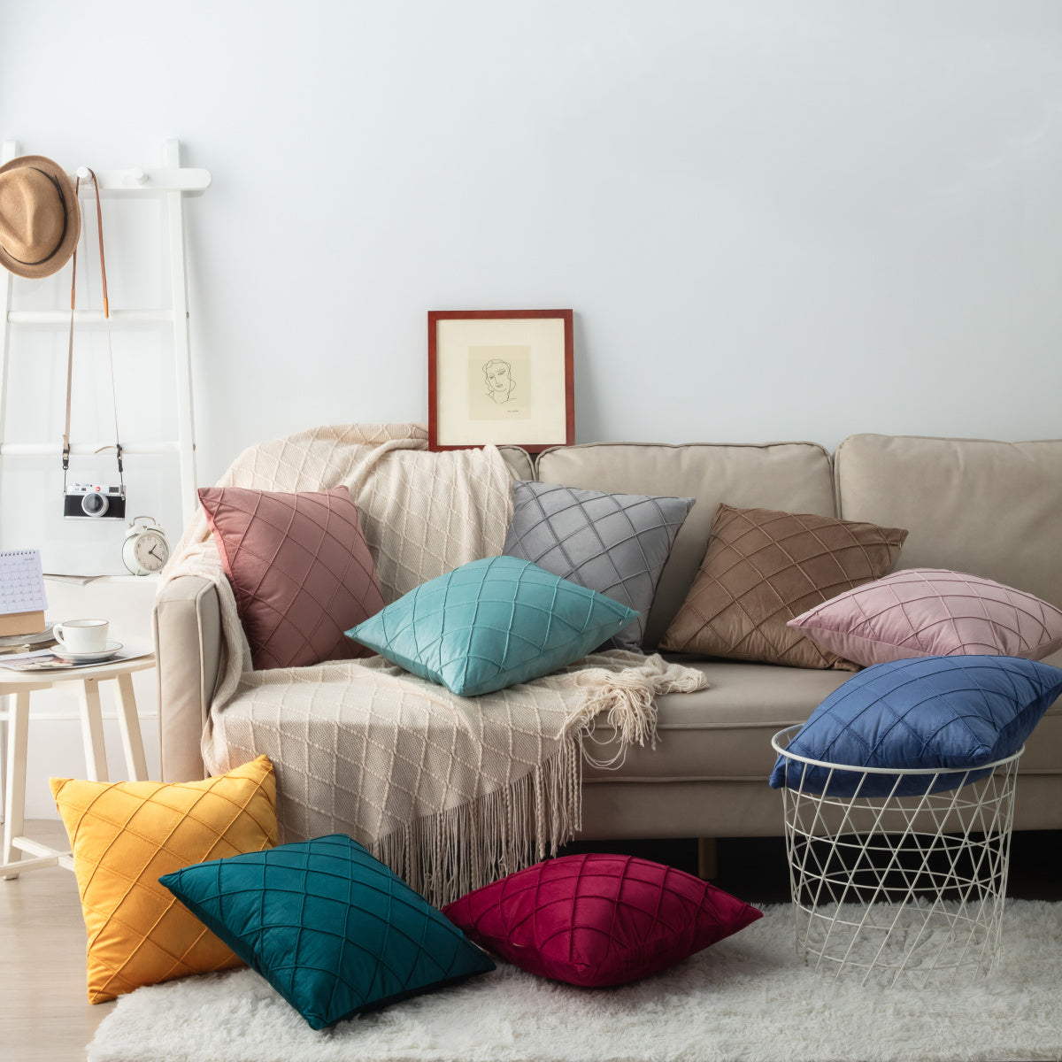 Velvet Decorative Throw Pillow (With/Without Inserts) size 18"x18" set of 2