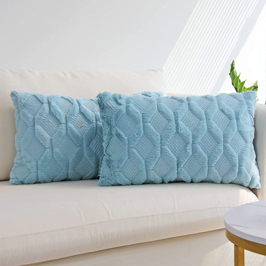 12''x20'' luxe textured knit throw pillow| 17 colors  soft faux fur finish + diamond weave design | modern couch & bedroom decor essential| insert included