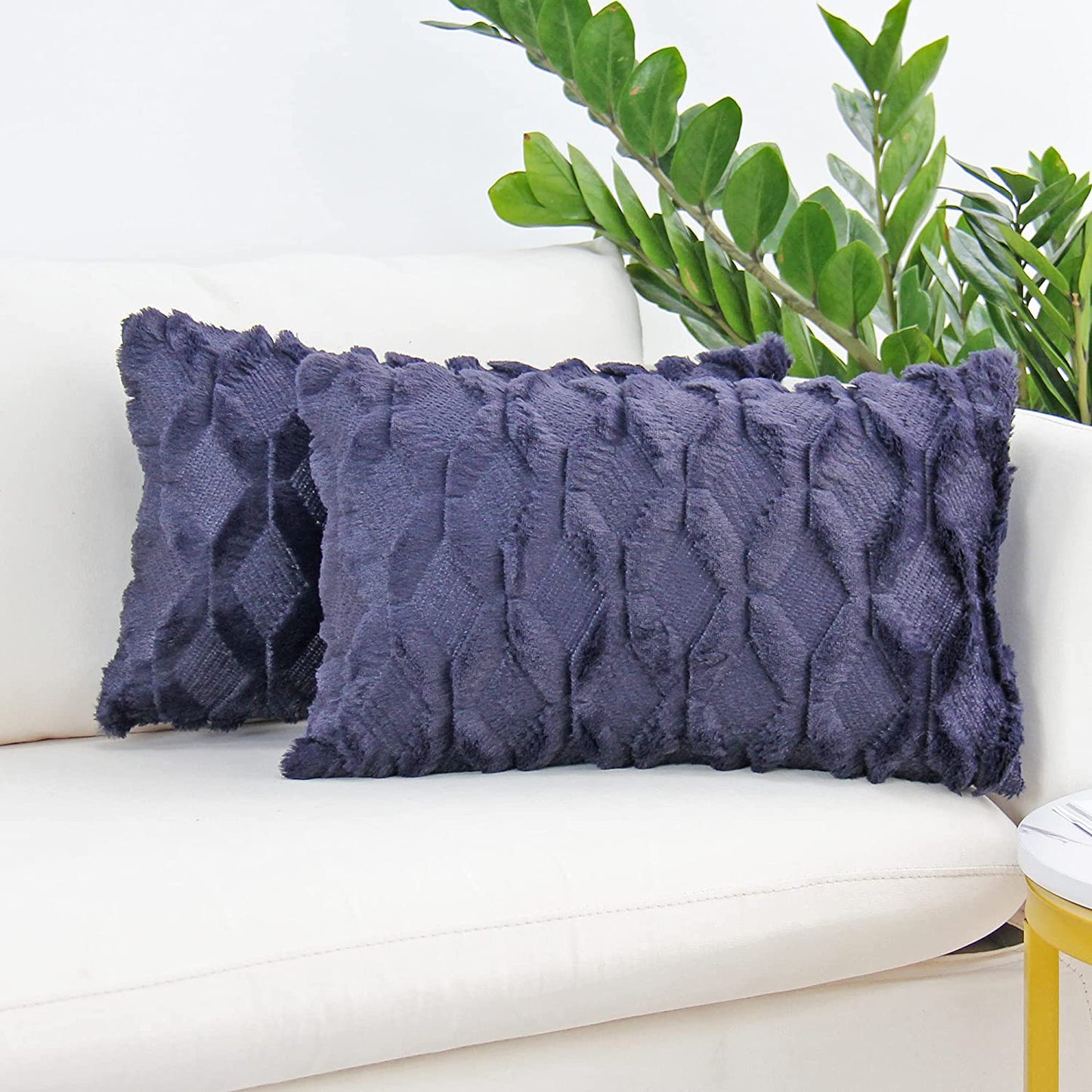 Rectangular Lumbar Plush Throw Pillow Covers, Pack of 2 Luxury Soft Pillowcases, Solid Colors,12x20 inches pack of 2 throw pillows covers