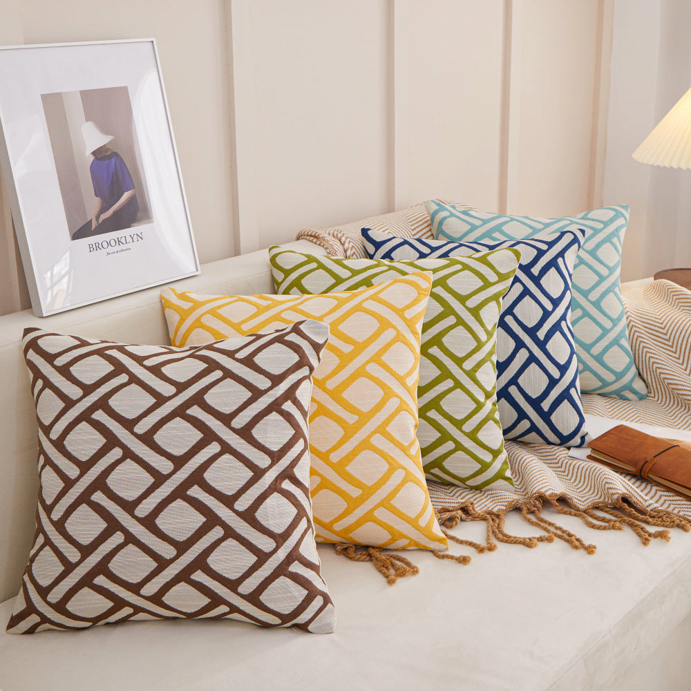 Geometric Links Accent Decorative Pillow (With/Without Inserts) 18"x18" Set of 2