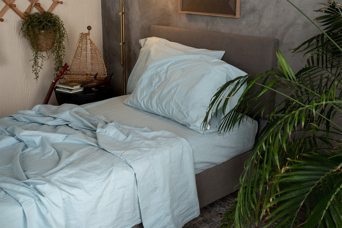 Kids Crinkle Percale Organic Cotton Sheet Set + Pillowcases