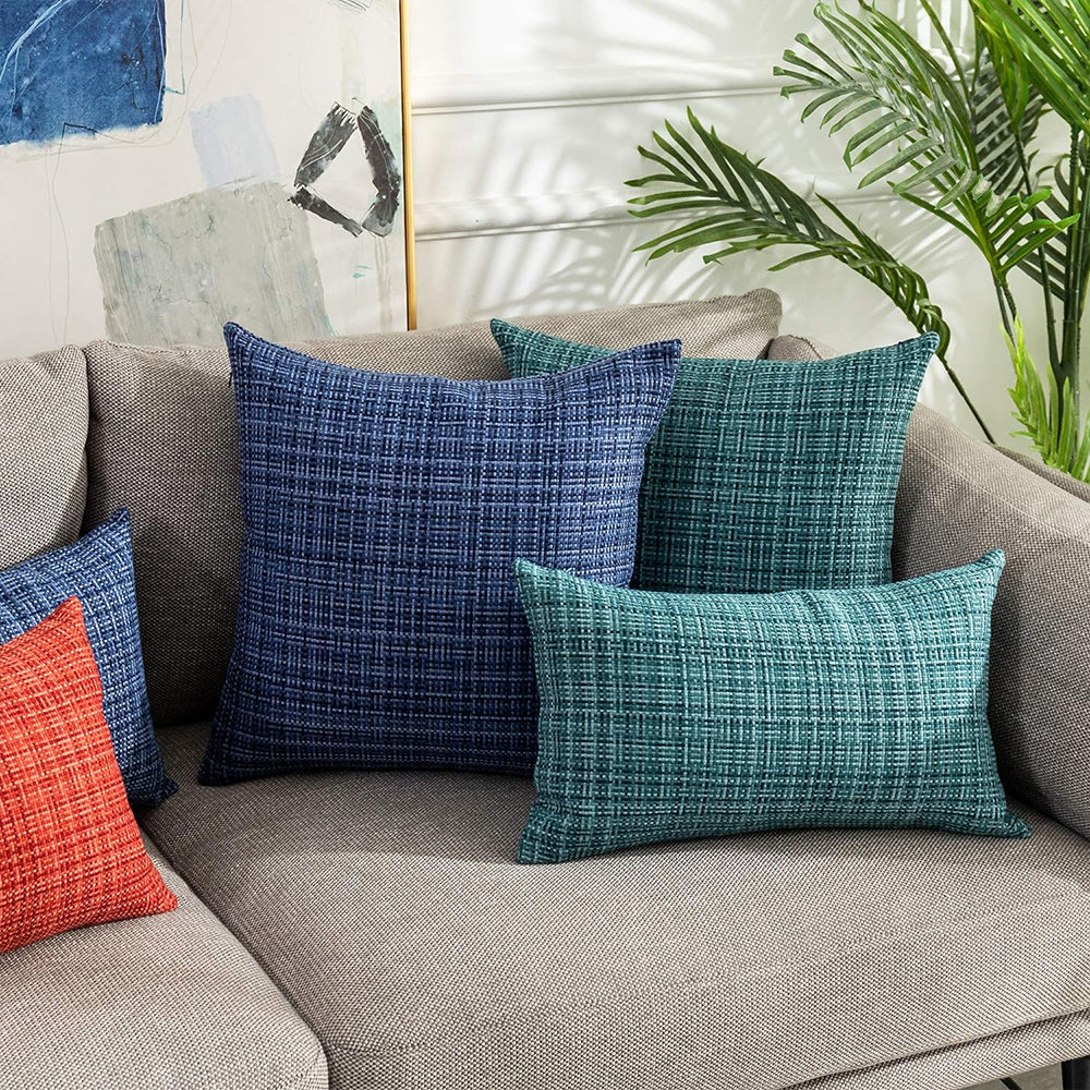 ok IN2xP4 P5 Set of 2 Solid Color Outdoor Waterproof Throw Pillow covers AND Inserts  Square 18"x18" or Rectangle 12"x20"