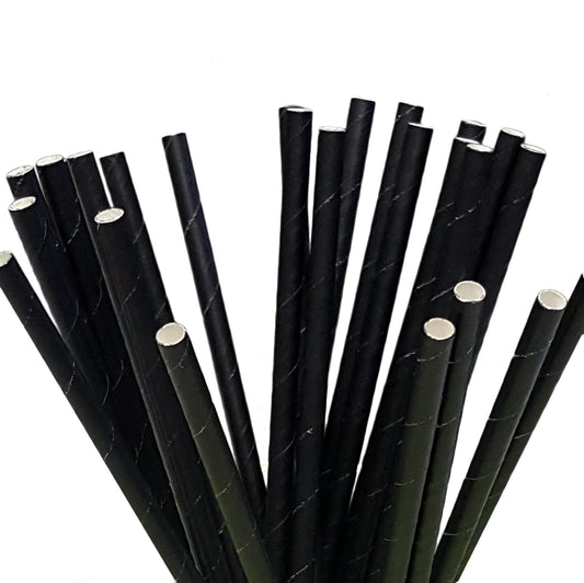 Black paper straws - 200 pieces (set of 8 packs of 25) - party essentials