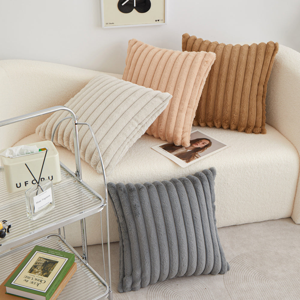 Pack of 2 Polyester Blend Throw Square Pillow Cover & 450g Insert reversible sides, removable cover size 18x18 inch