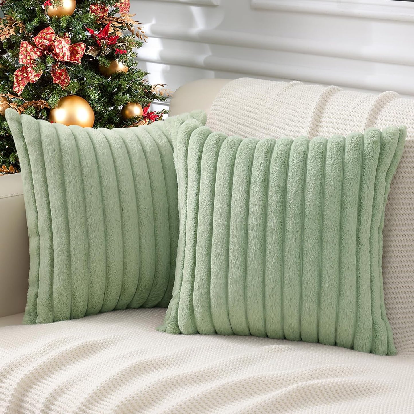 Pack of 2 Polyester Blend Throw Square Pillow Cover & 450g Insert reversible sides, removable cover size 18x18 inch