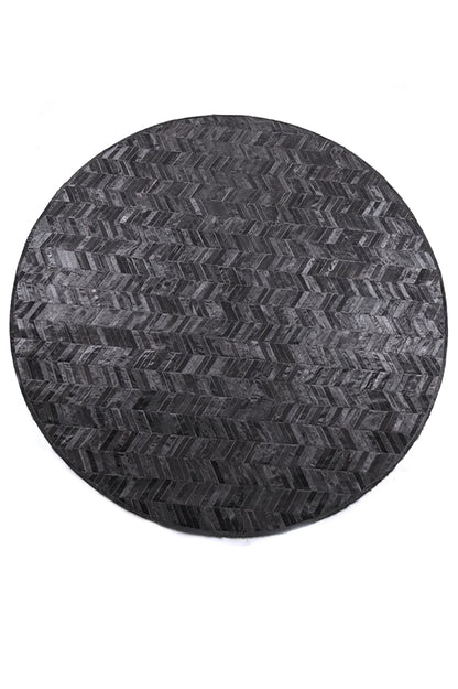 ROUND HERRINGBONE – Large Designer Cowhide Rug
