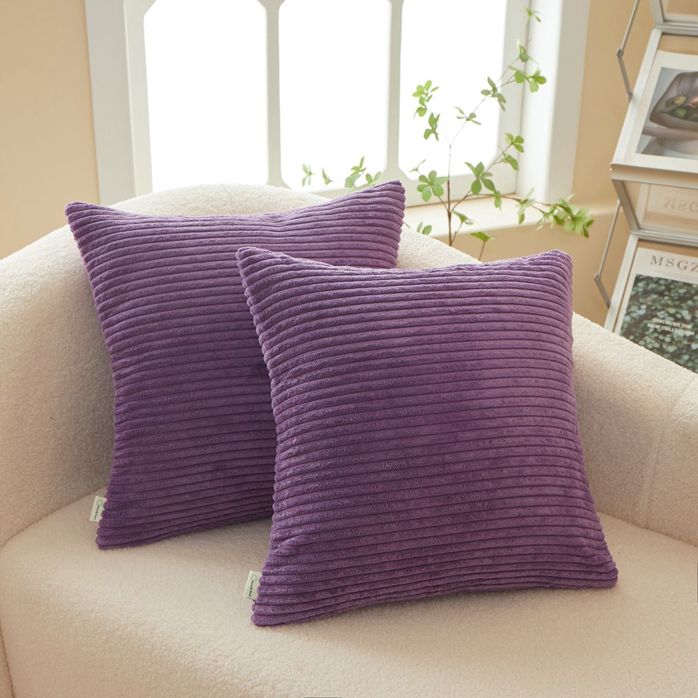 Set of 2  Stripe Throw Pillow (With/Without 450g Inserts) 7 colors options size 18"x18"