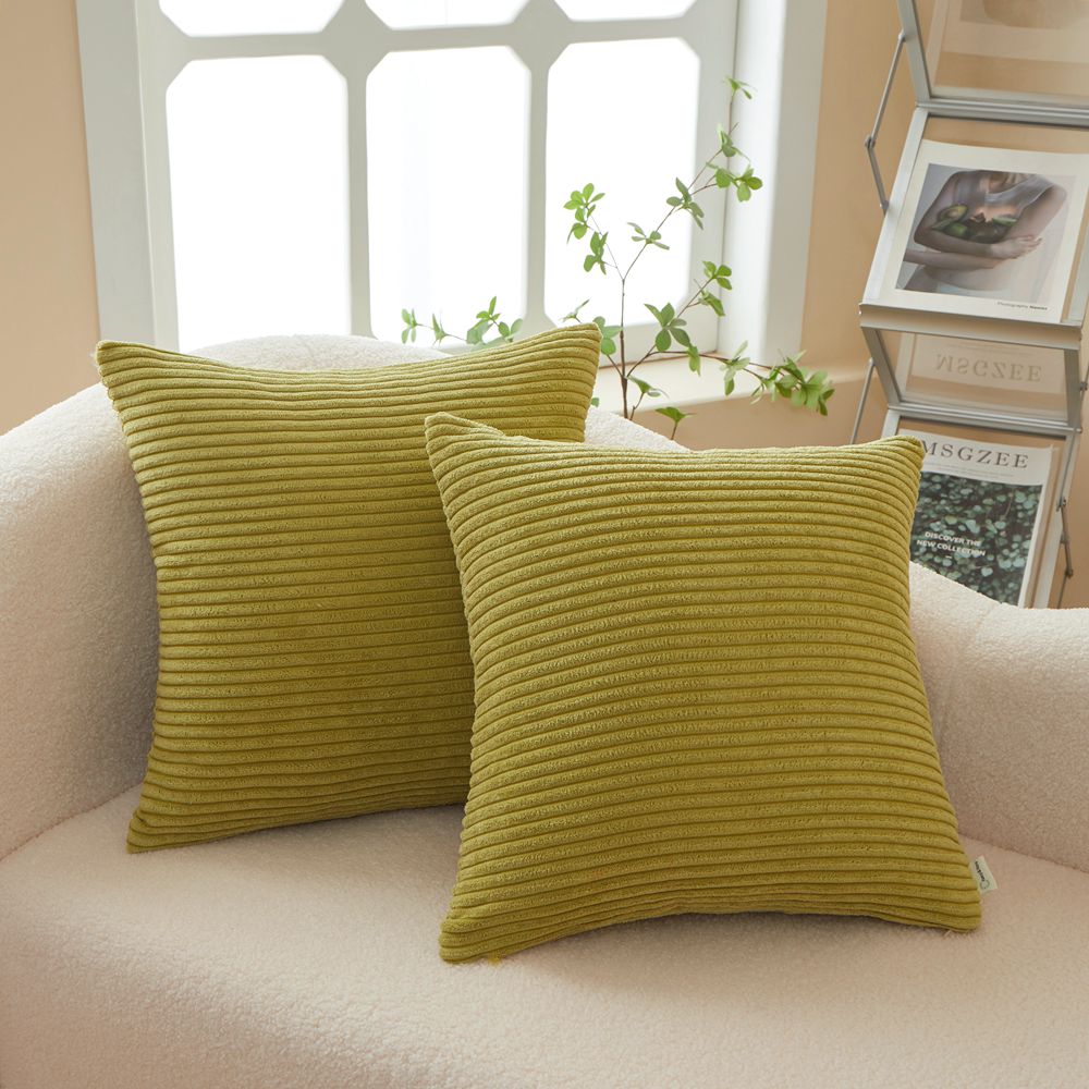 Set of 2  Stripe Throw Pillow (With/Without 450g Inserts) 7 colors options size 18"x18"