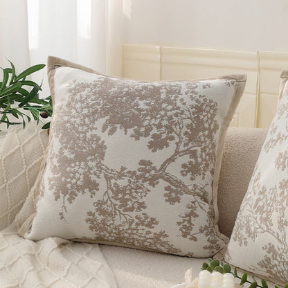 18"x18" Square Throw Pillow | Elegant Tree Motif Chenille Design | Soft & Textured Cushion Cover | 2 Insert Options | Neutral & Bold Colors