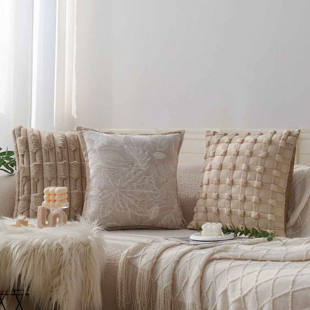 Set of 2 with inserts textured serenity collection - modern plush throw pillows in sage green and ivory with tufted, striped, and quilted patterns