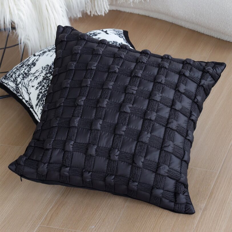18"x18" Square Throw Pillow | Textured Woven Jacquard Design | Soft Polyester Cushion Cover | 2 Insert Options | Available in Neutral & Bold Colors