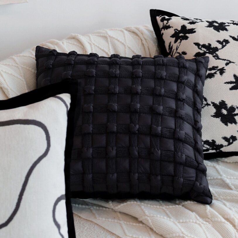 18"x18" Square Throw Pillow | Textured Woven Jacquard Design | Soft Polyester Cushion Cover | 2 Insert Options | Available in Neutral & Bold Colors