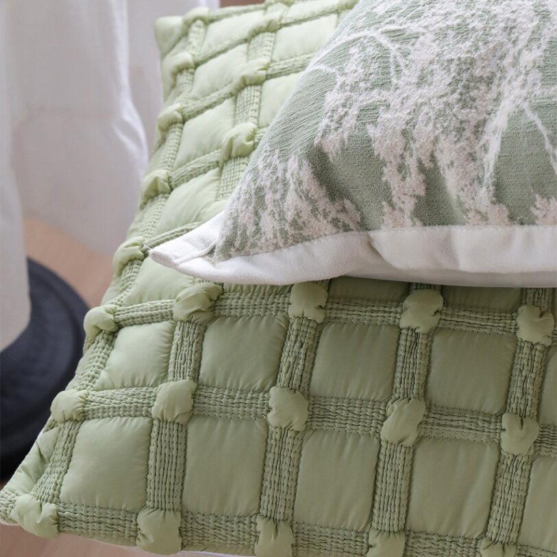 18"x18" Square Throw Pillow | Textured Woven Jacquard Design | Soft Polyester Cushion Cover | 2 Insert Options | Available in Neutral & Bold Colors